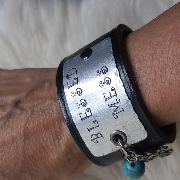 Cuff Bracelet Brown Leather Silver Western Wear Fashion Jewelry Coastal Cowgirl - Picture 4 of 4